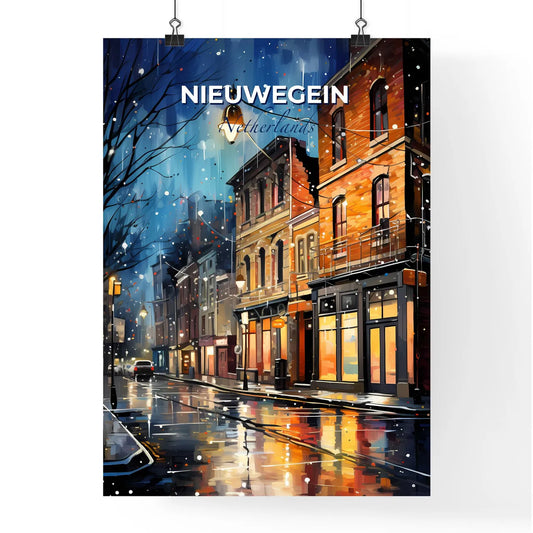 Nieuwegein, Netherlands, A Poster of a street with buildings and a street light Default Title