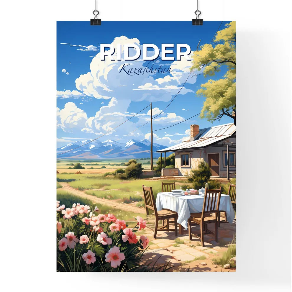 Ridder, Kazakhstan, A Poster of a table and chairs outside a house Default Title