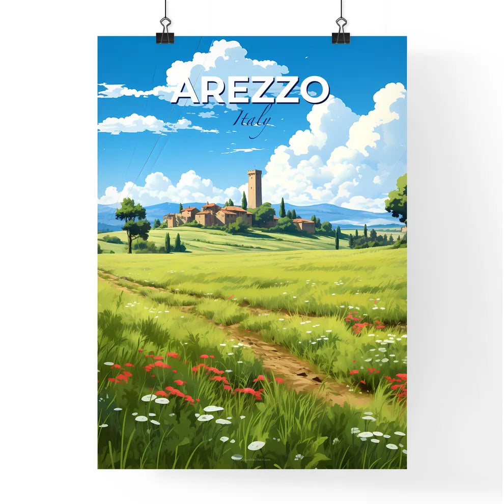 Arezzo, Italy, A Poster of a field of flowers and a road Default Title