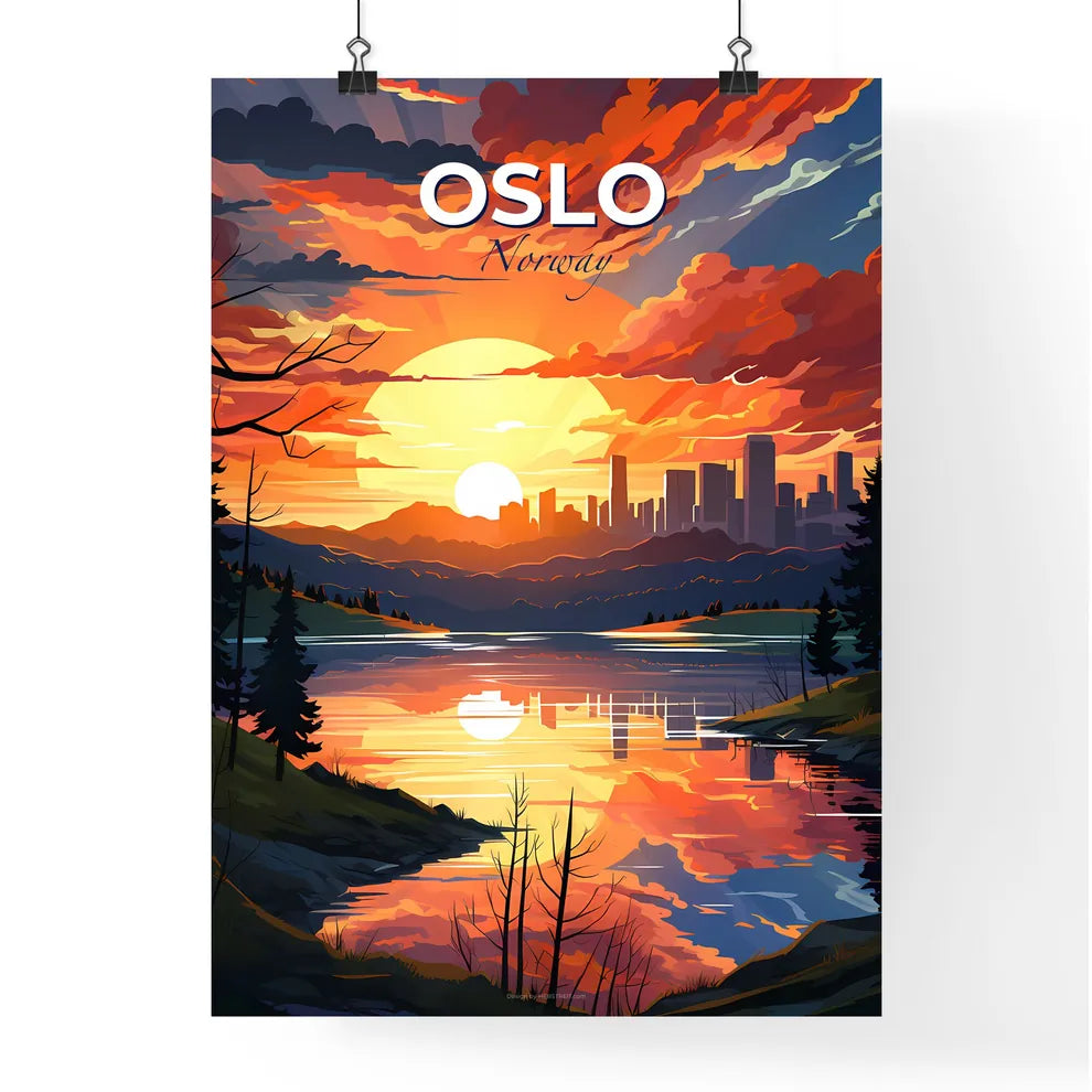 Oslo, Norway, A Poster of a sunset over a river Default Title