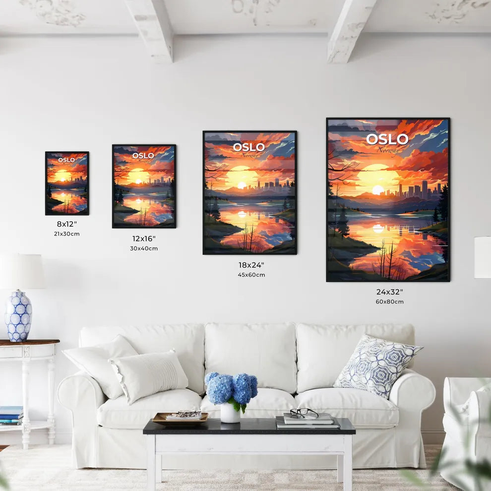 Oslo, Norway, A Poster of a sunset over a river Default Title