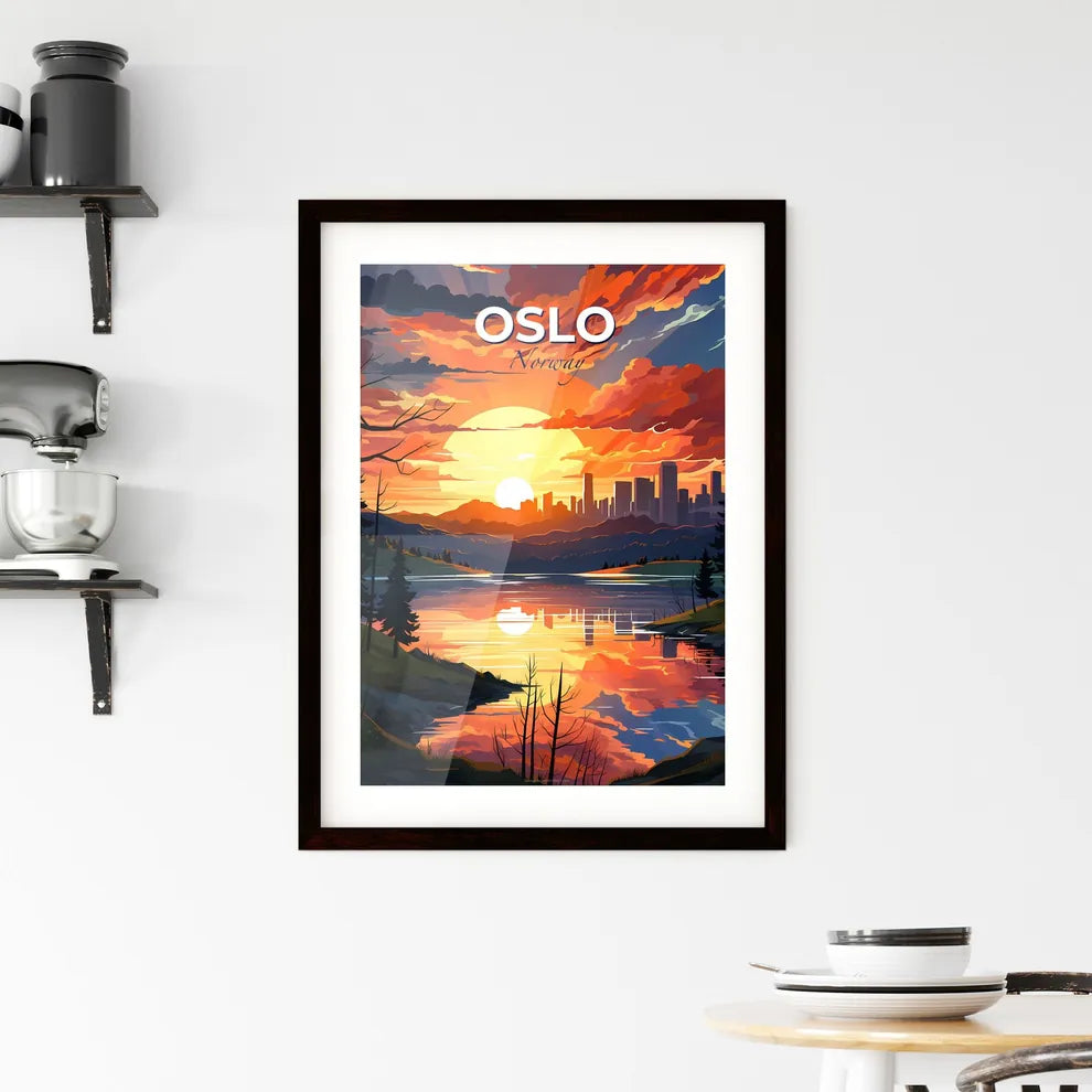 Oslo, Norway, A Poster of a sunset over a river Default Title