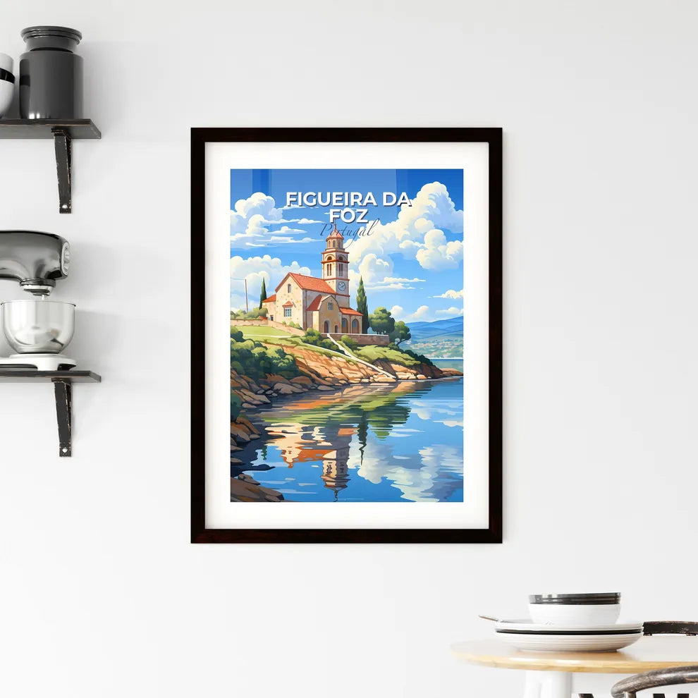 Figueira Da Foz, Portugal, A Poster of a building on a hill by a body of water Default Title
