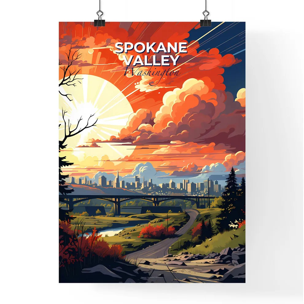 Spokane Valley, Washington, A Poster of a sunset over a city Default Title