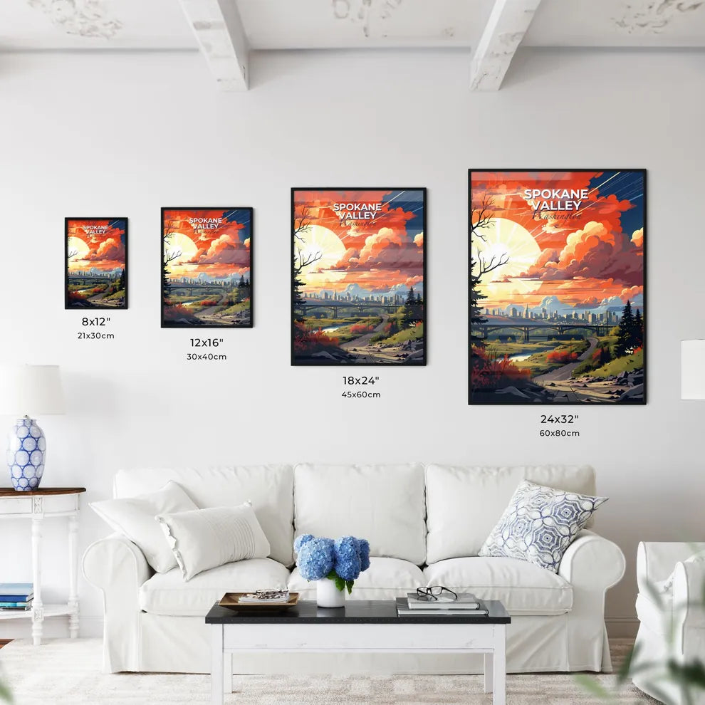 Spokane Valley, Washington, A Poster of a sunset over a city Default Title
