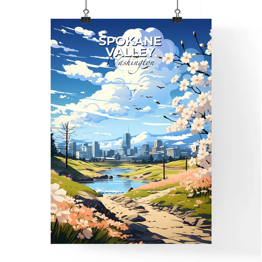 Spokane Valley, Washington, A Poster of a landscape with a river and a city in the background Default Title