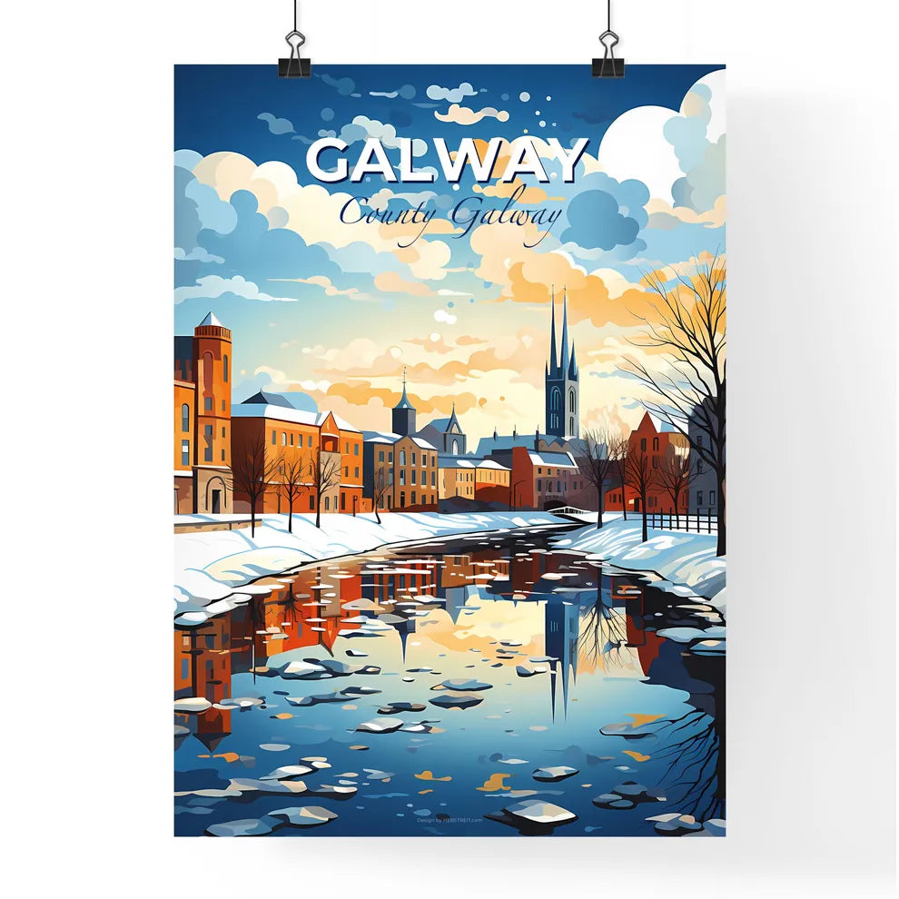 Galway, County Galway, A Poster of a river with snow and buildings in the background Default Title