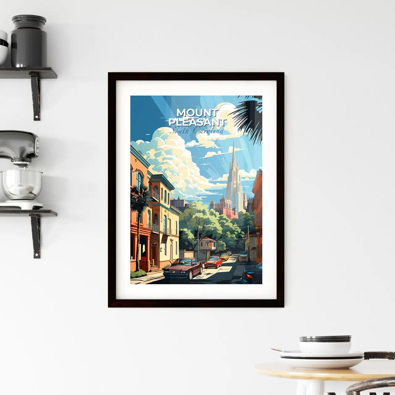 Mount Pleasant, South Carolina, A Poster of a street with cars and trees in front of a building Default Title