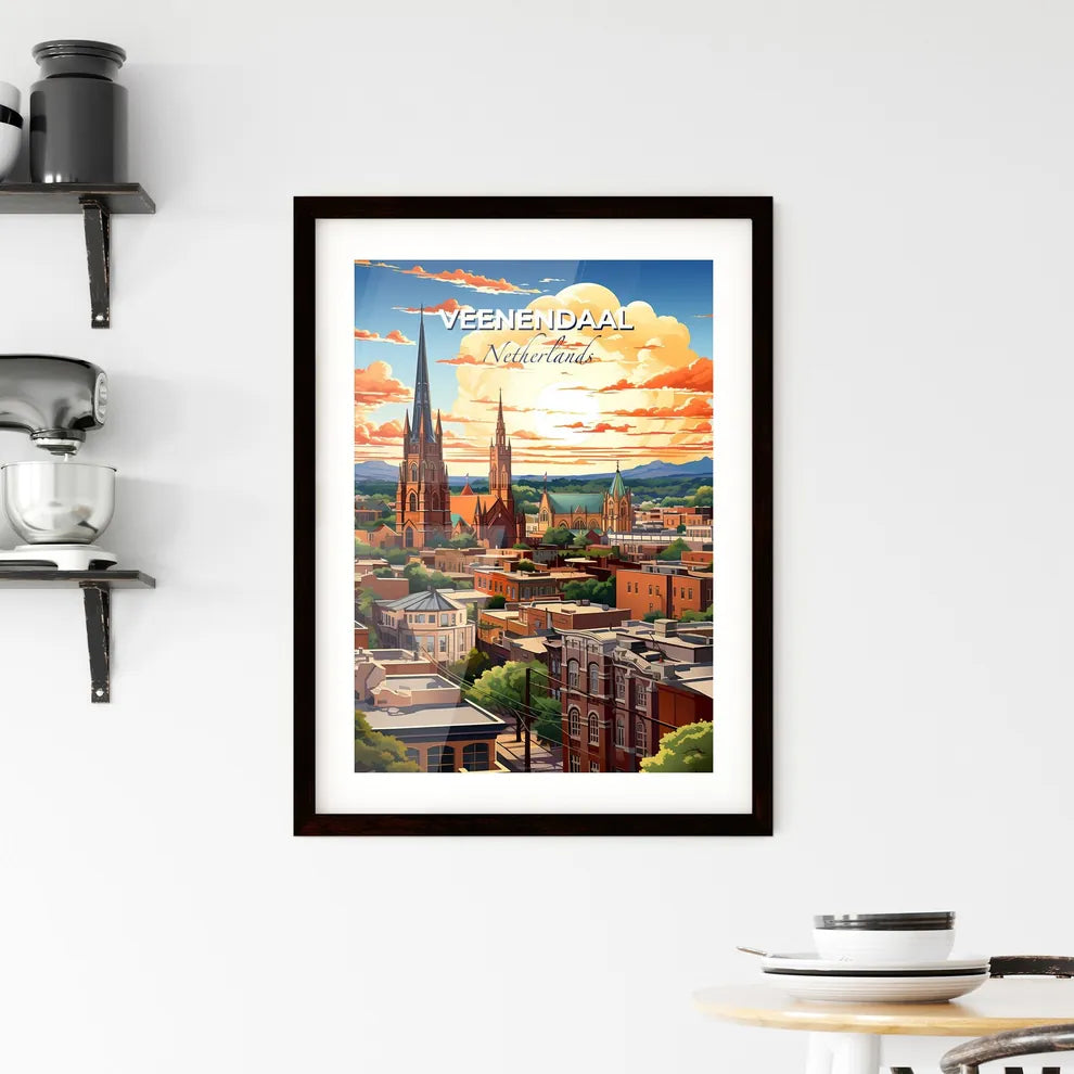 Veenendaal, Netherlands, A Poster of a city with a church and trees Default Title
