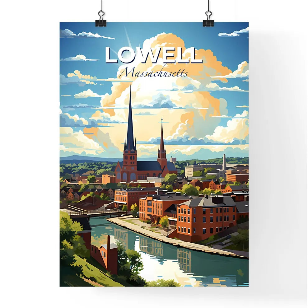 Lowell, Massachusetts, A Poster of a city with a river and trees Default Title