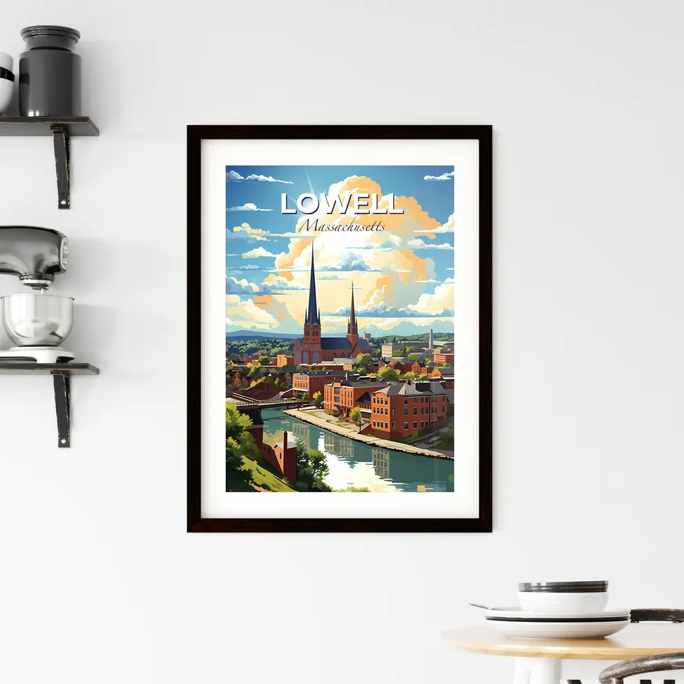 Lowell, Massachusetts, A Poster of a city with a river and trees Default Title