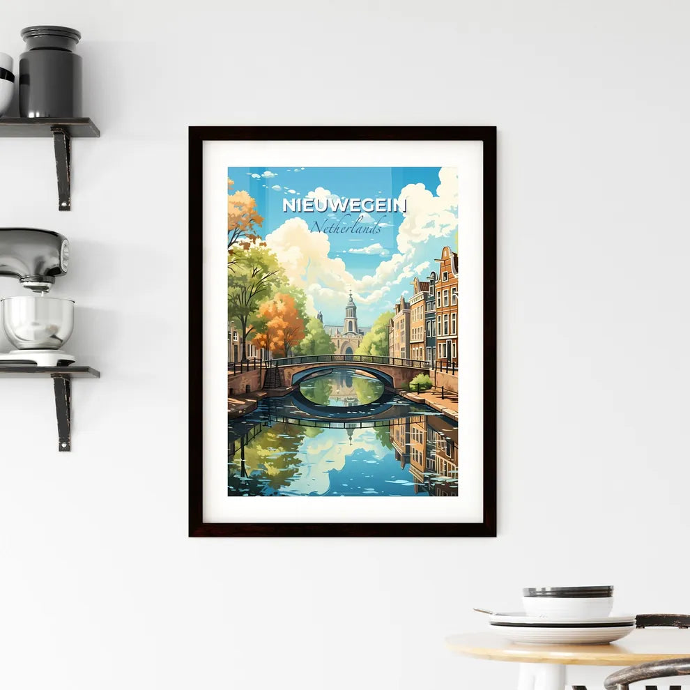 Nieuwegein, Netherlands, A Poster of a bridge over a river with trees and buildings Default Title