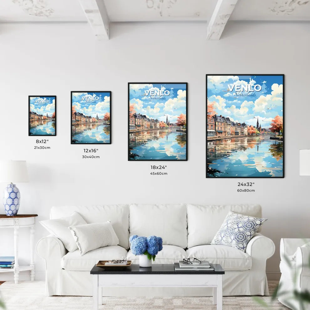 Venlo, Netherlands, A Poster of a water body with buildings and trees Default Title