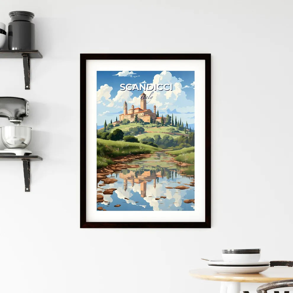 Scandicci, Italy, A Poster of a castle on a hill with a river Default Title