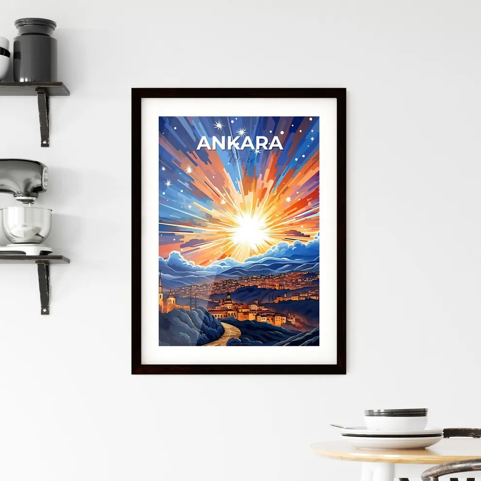 Ankara, Turkey, A Poster of a colorful sky with clouds and buildings Default Title