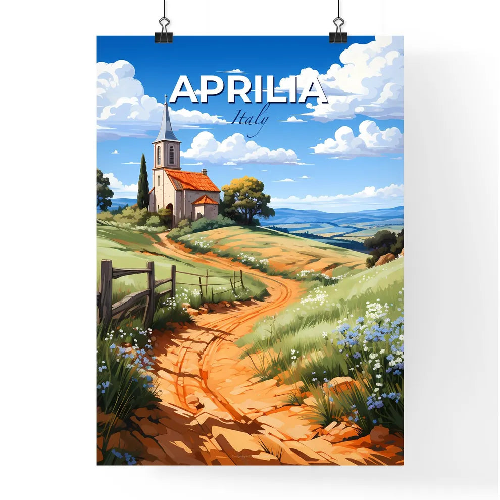 Aprilia, Italy, A Poster of a painting of a church in a field Default Title