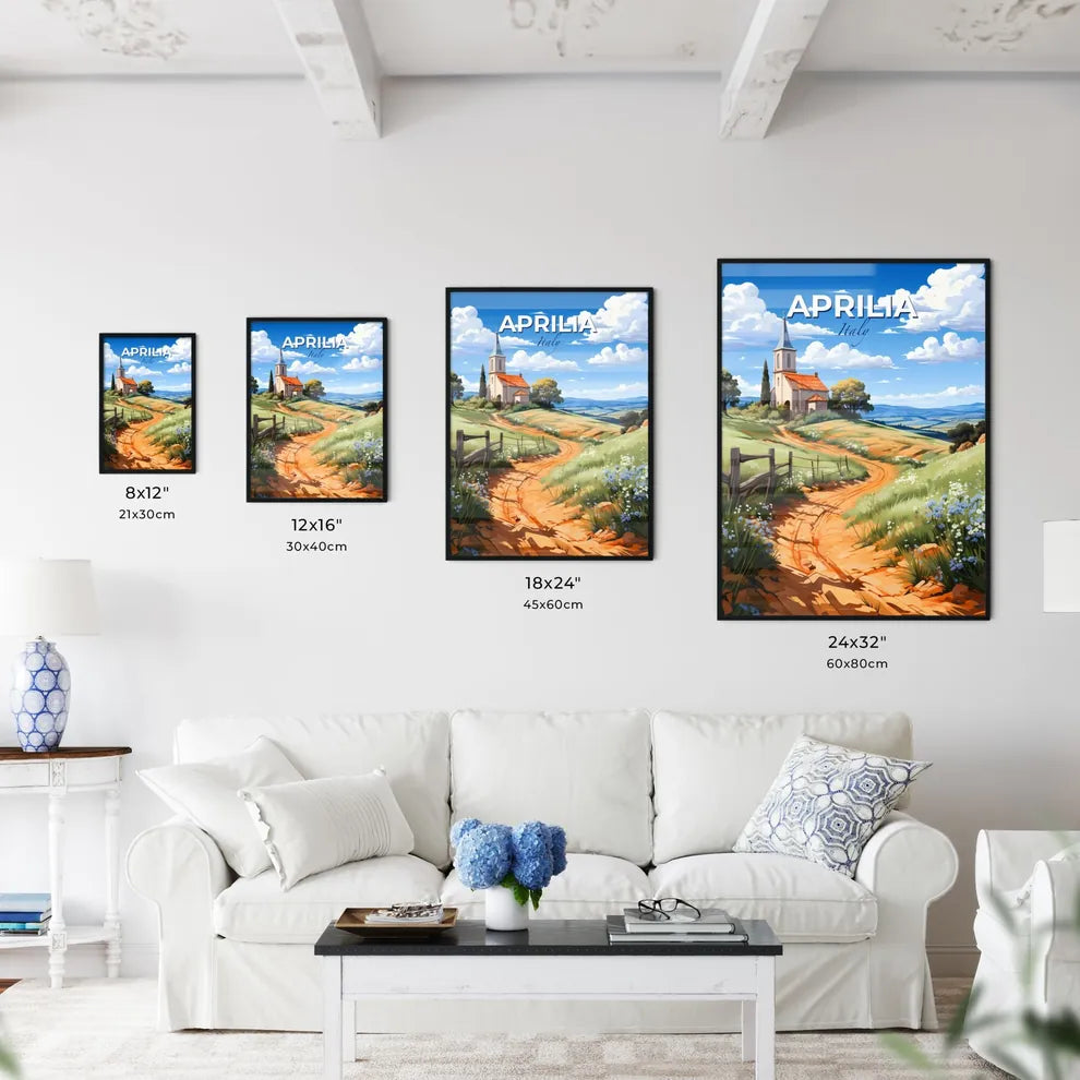 Aprilia, Italy, A Poster of a painting of a church in a field Default Title