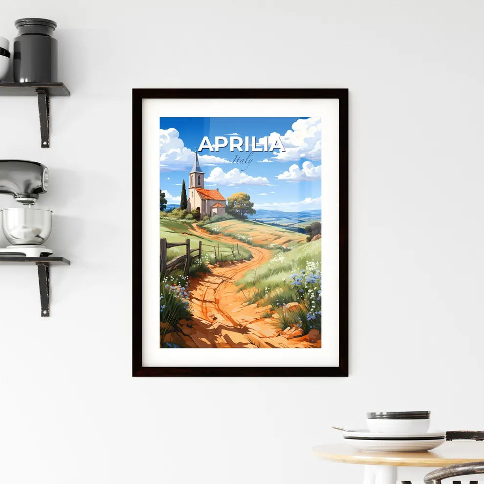 Aprilia, Italy, A Poster of a painting of a church in a field Default Title