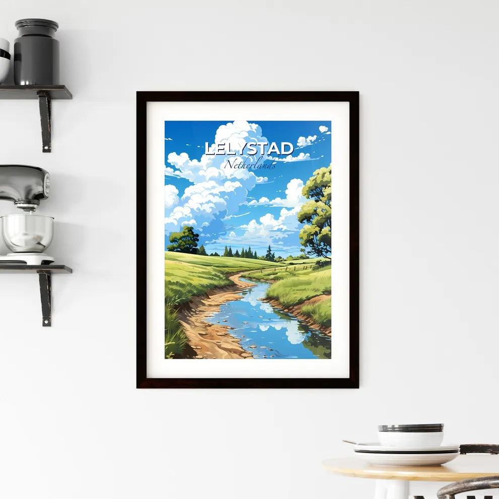Lelystad, Netherlands, A Poster of a stream running through a grassy field Default Title