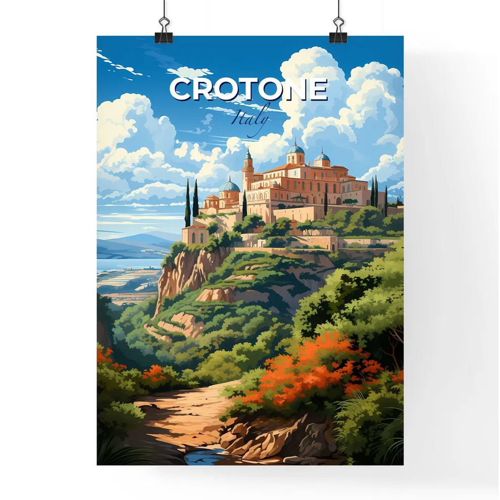Crotone, Italy, A Poster of a painting of a castle on a hill Default Title