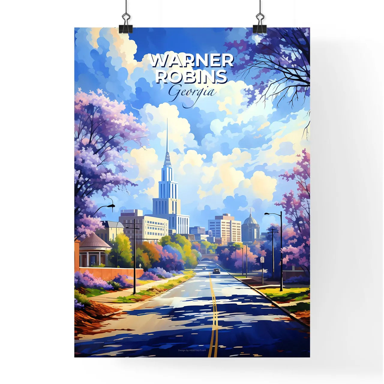 Warner Robins, Georgia, A Poster of a road with trees and buildings in the background Default Title