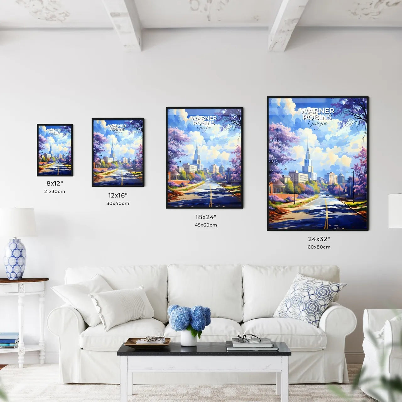 Warner Robins, Georgia, A Poster of a road with trees and buildings in the background Default Title