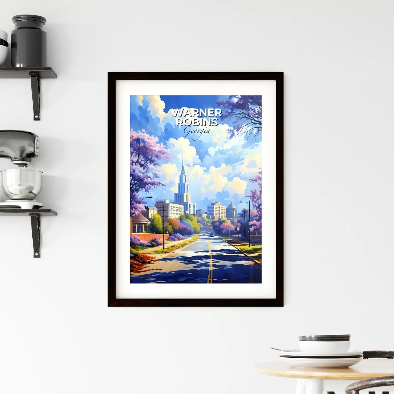 Warner Robins, Georgia, A Poster of a road with trees and buildings in the background Default Title