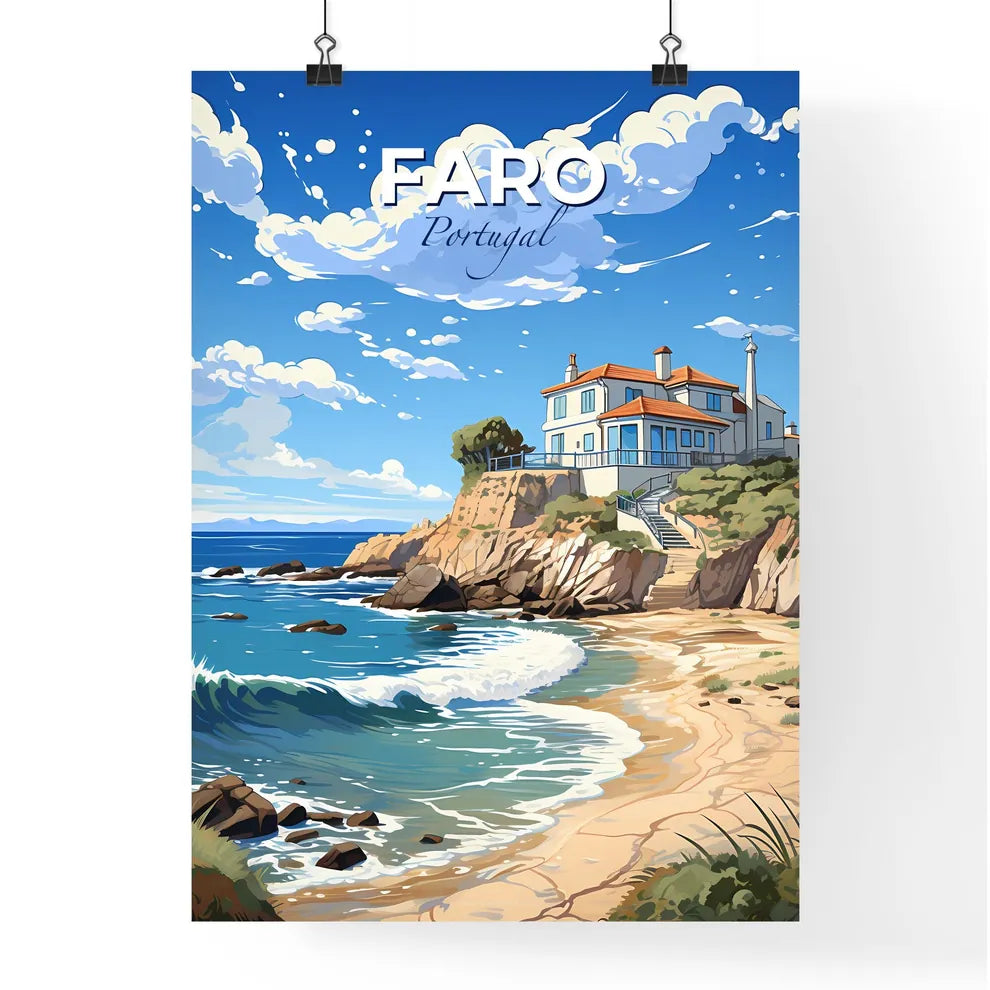 Faro, Portugal, A Poster of a house on a cliff by the ocean Default Title