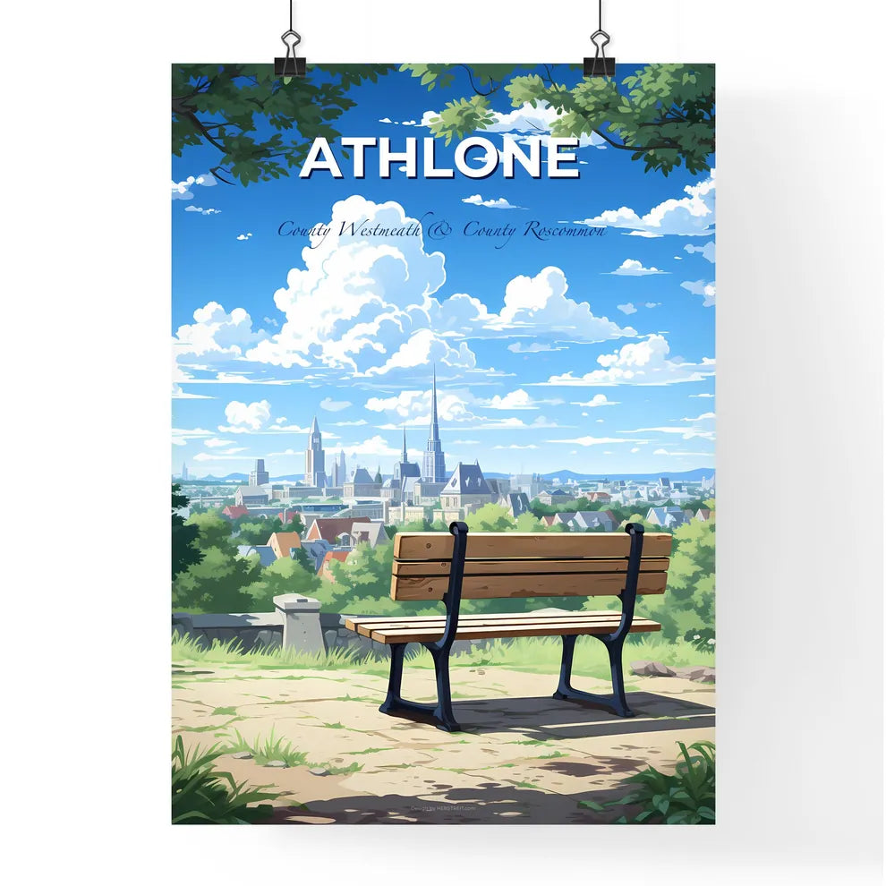 Athlone, County Westmeath & County Roscommon, A Poster of a bench overlooking a city Default Title