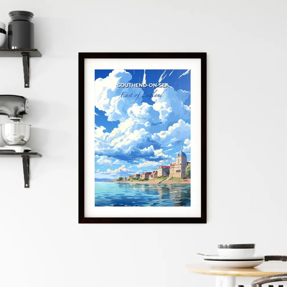Southend-On-Sea, East of England, A Poster of a water body with buildings and clouds in the sky Default Title