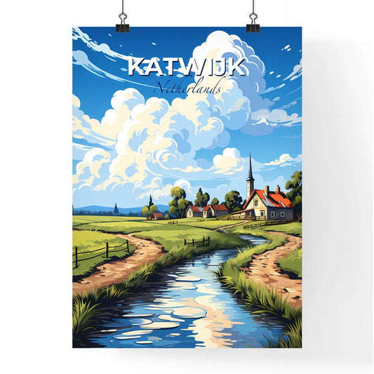 Katwijk, Netherlands, A Poster of a stream running through a field Default Title