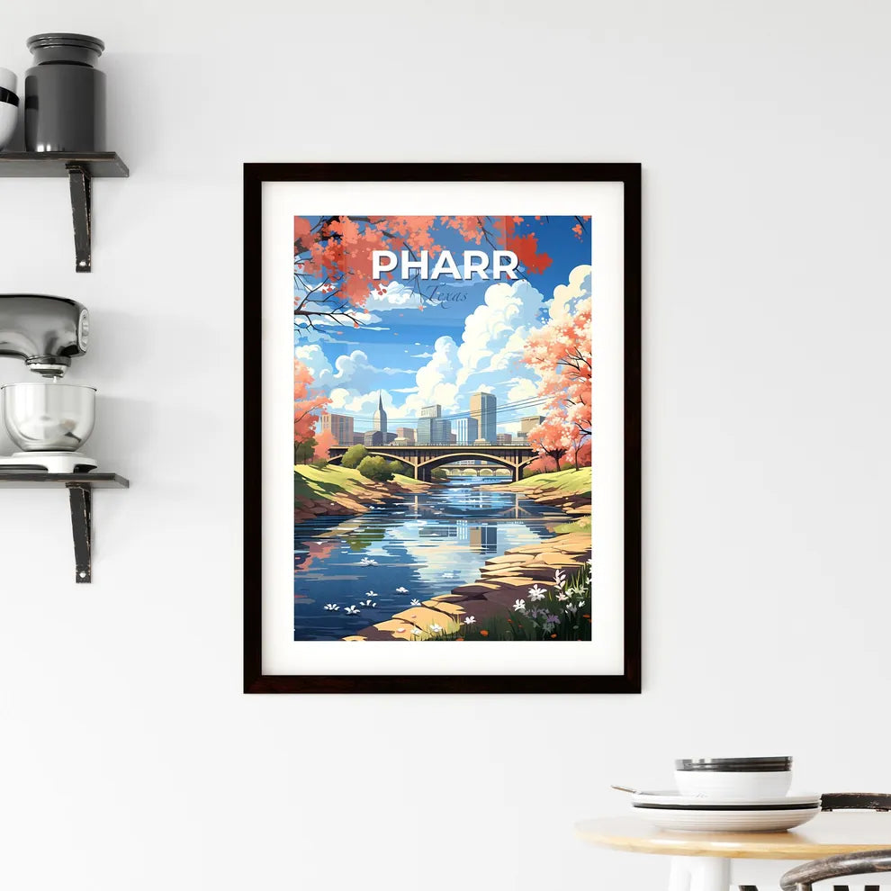 Pharr, Texas, A Poster of a river with a bridge and trees and a city in the background Default Title