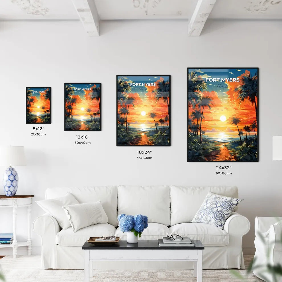Fort Myers, Florida, A Poster of a sunset over a beach Default Title