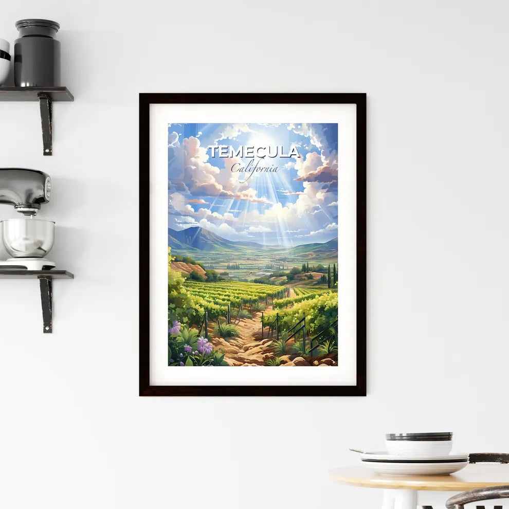 Temecula, California, A Poster of a landscape with a vineyard and mountains Default Title