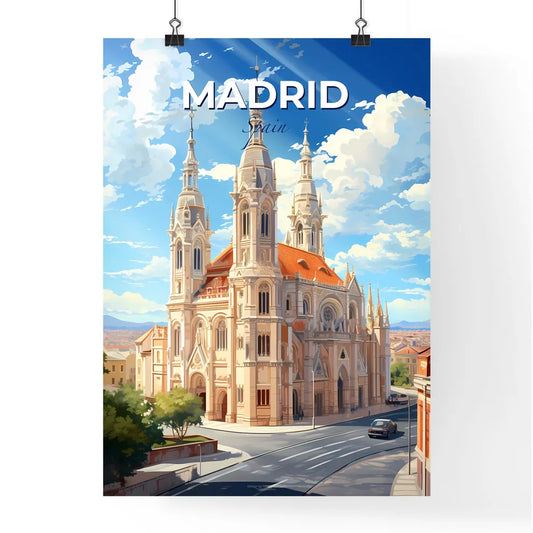 Madrid, Spain, A Poster of a large building with towers and a street in front of it Default Title