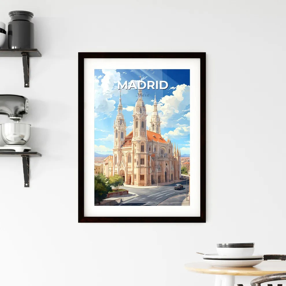 Madrid, Spain, A Poster of a large building with towers and a street in front of it Default Title