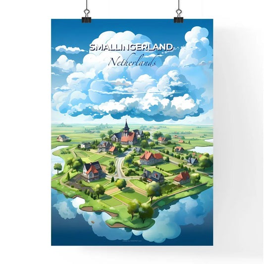 Smallingerland, Netherlands, A Poster of a cartoon of a small island with houses and trees Default Title