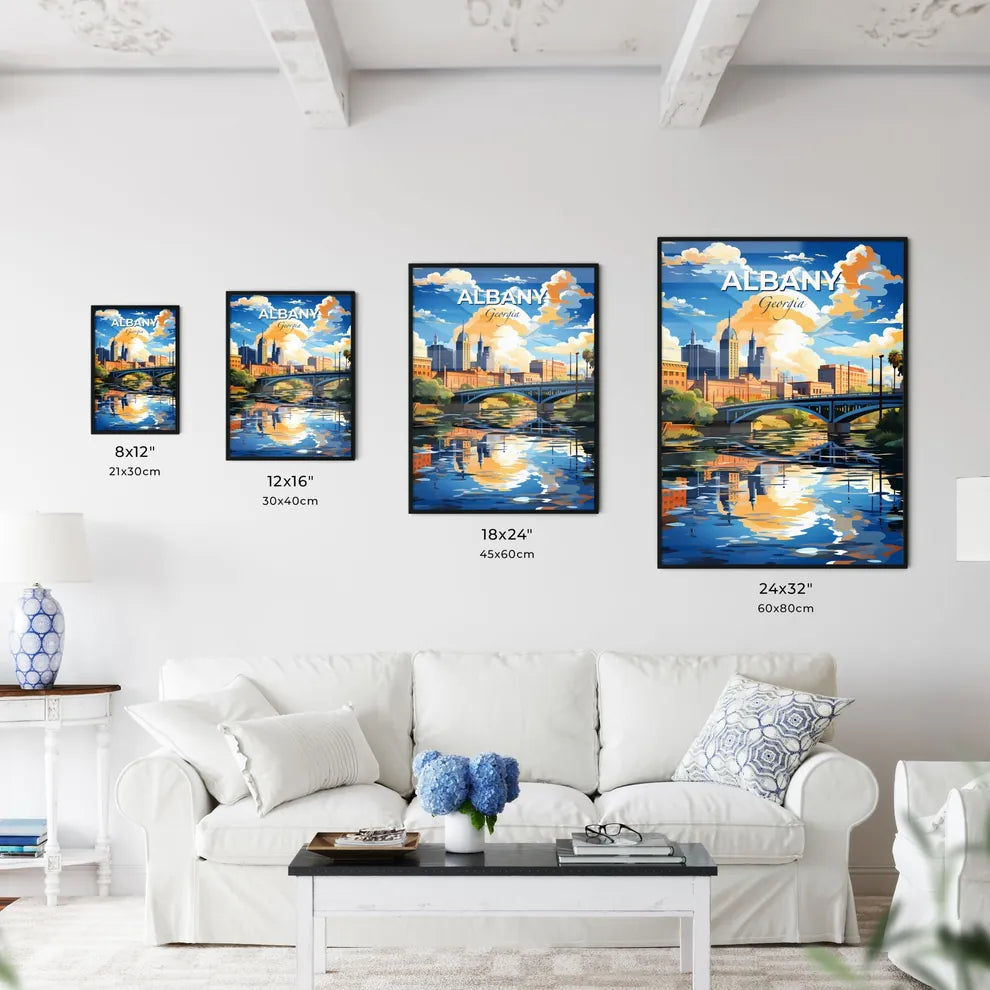 Albany, Georgia, A Poster of a bridge over a river with buildings and trees Default Title