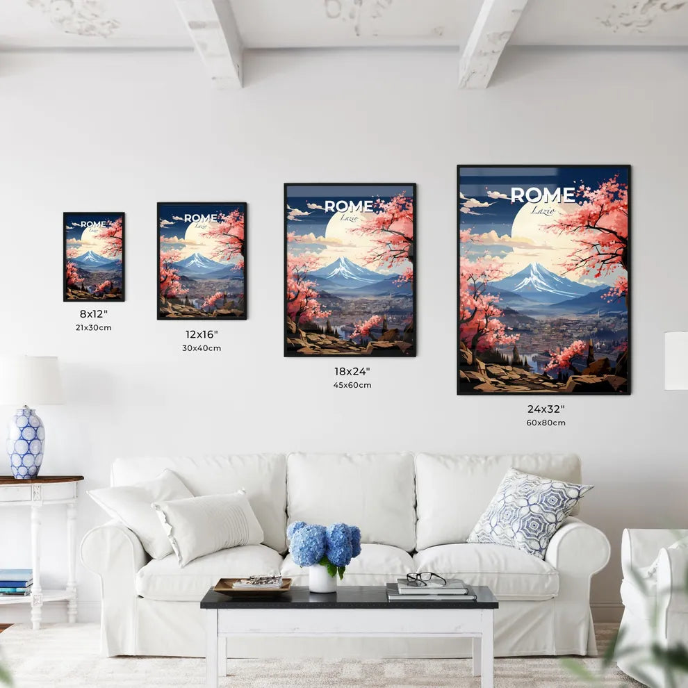 Rome, Lazio, A Poster of a landscape with a mountain and trees Default Title