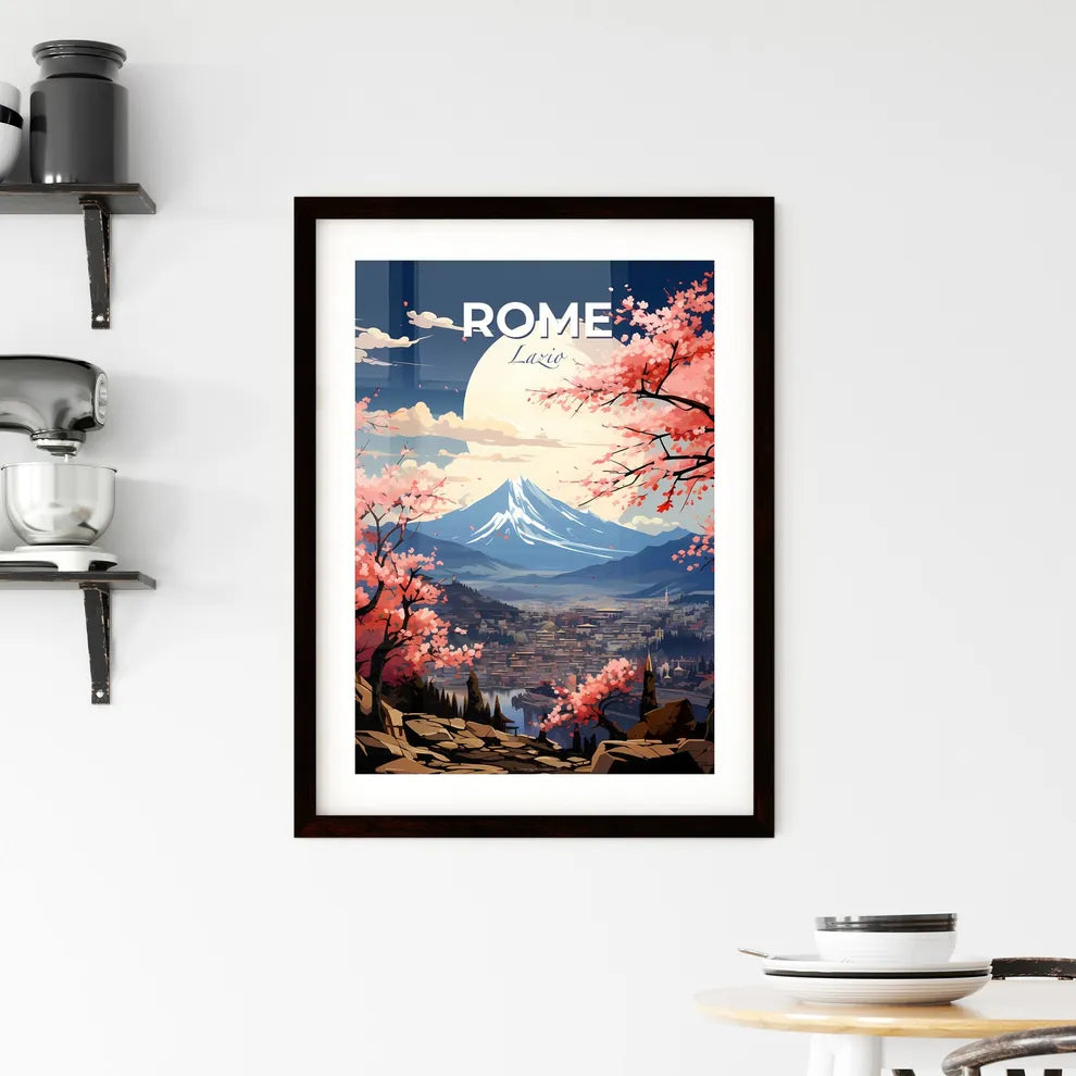 Rome, Lazio, A Poster of a landscape with a mountain and trees Default Title