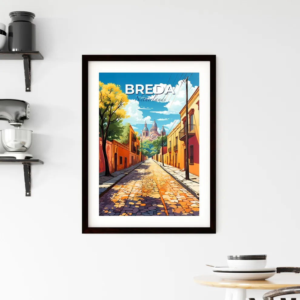 Breda, Netherlands, A Poster of a street with buildings and trees Default Title