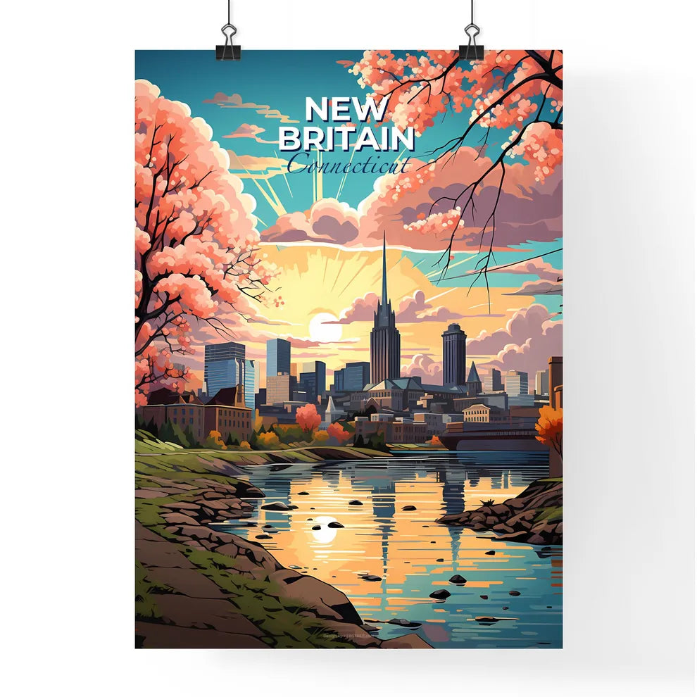 New Britain, Connecticut, A Poster of a city landscape with a river and trees Default Title
