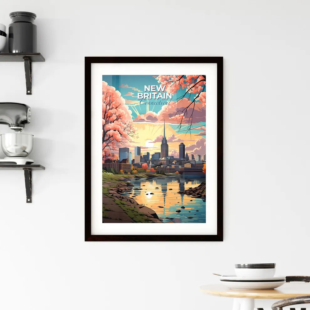 New Britain, Connecticut, A Poster of a city landscape with a river and trees Default Title