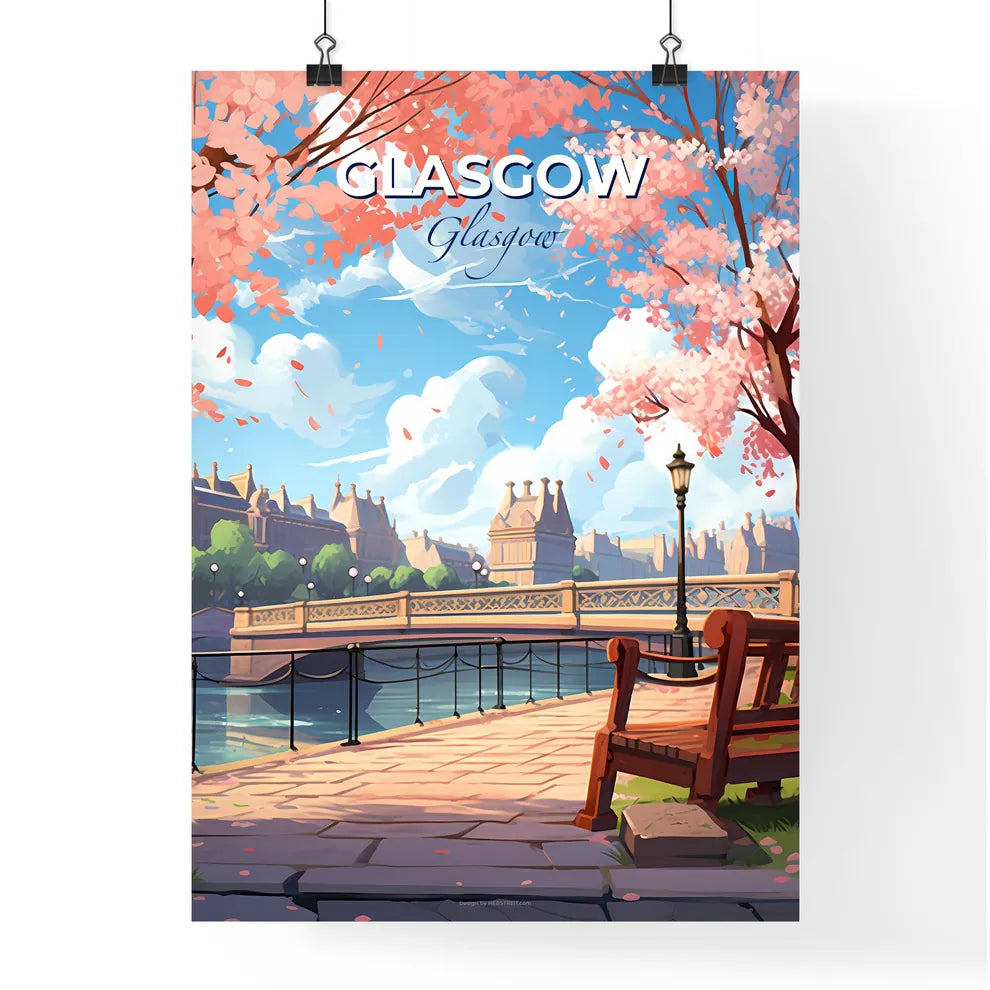 Glasgow, Glasgow, A Poster of a bench on a path by a river Default Title