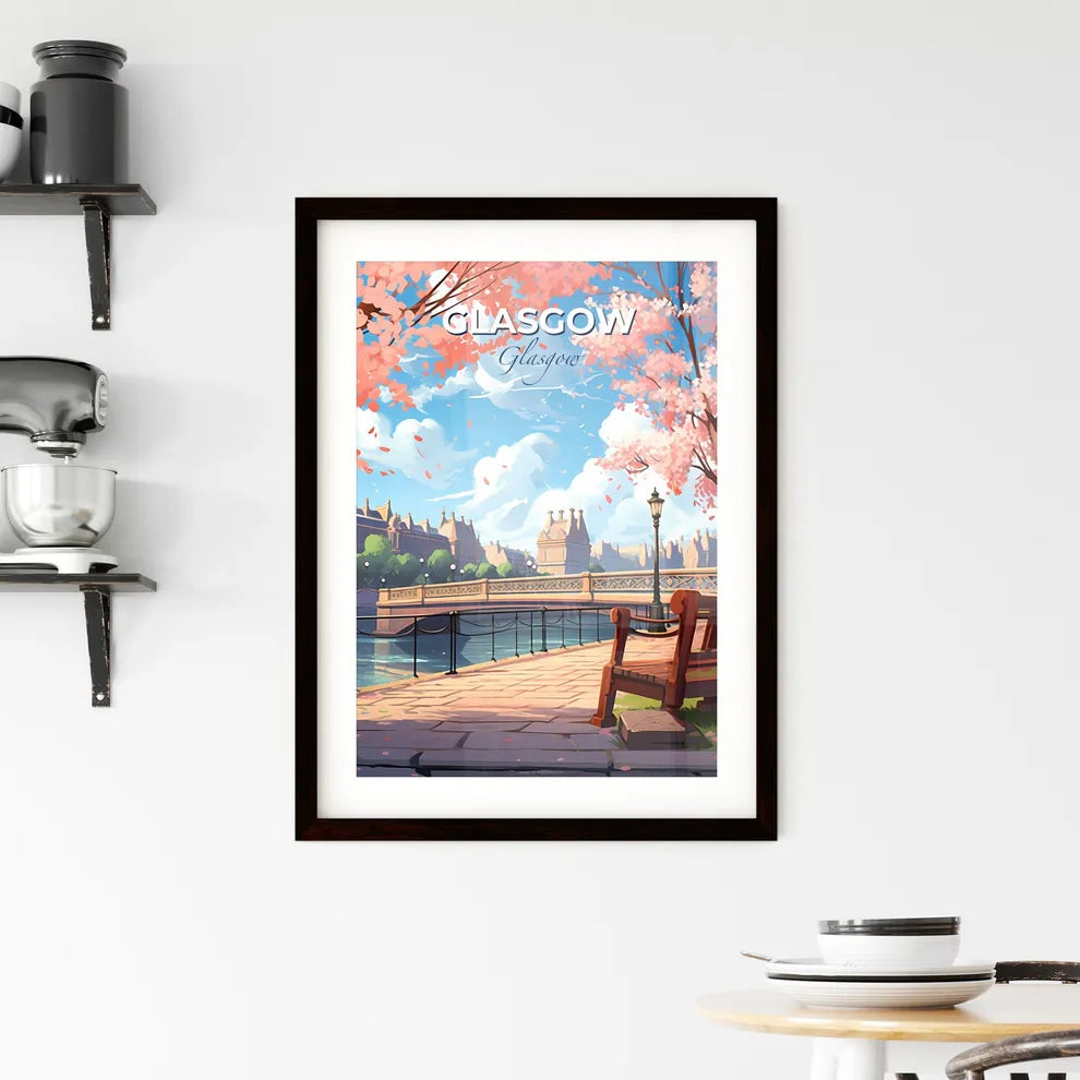 Glasgow, Glasgow, A Poster of a bench on a path by a river Default Title