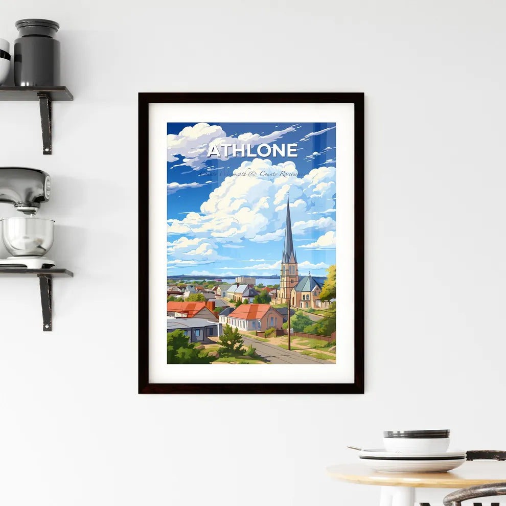 Athlone, County Westmeath & County Roscommon, A Poster of a town with a tall spire and a body of water Default Title