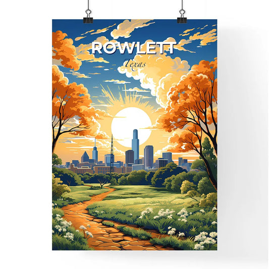 Rowlett, Texas, A Poster of a painting of a city with trees and a path Default Title