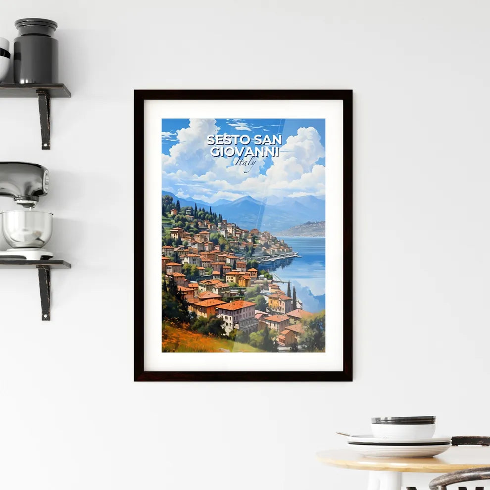 Sesto San Giovanni, Italy, A Poster of a town on a hill by a lake Default Title