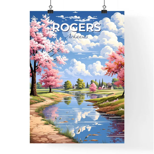 Rogers, Arkansas, A Poster of a river with pink trees and a house on the side Default Title