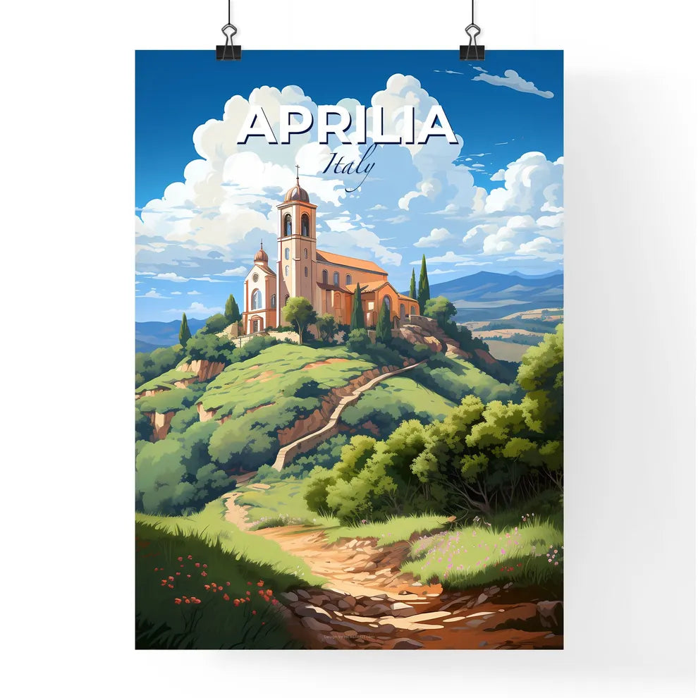 Aprilia, Italy, A Poster of a building on a hill Default Title